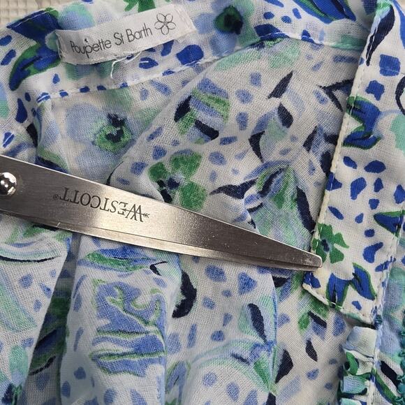 Poupette St Barth Maxi Dress Womens XS Sleeveless Blue White Floral Coquette - Picture 7 of 12